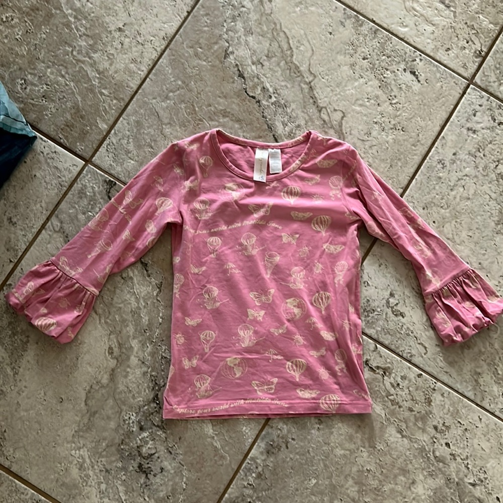Girls size 8 Matilda Jane Paint by Numbers Collection pink puffer sleeve top